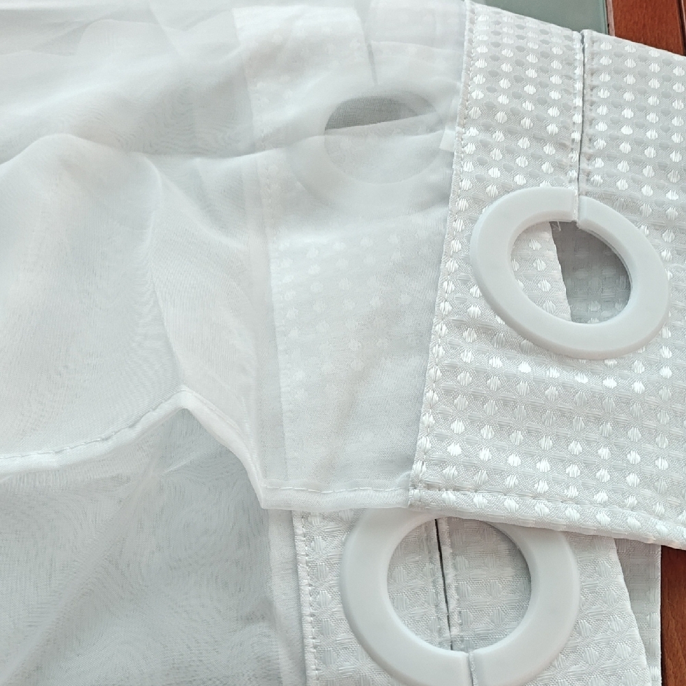 White Sheer Curtain with Grommets and Snap Off Liner.  Used Short Time.